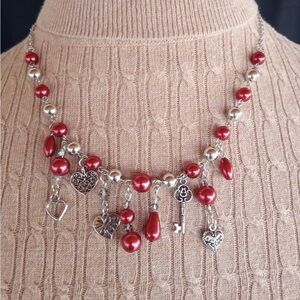Paparazzi Red and Silver Heart Charm Necklace